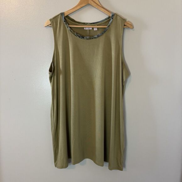 Logo Layers By Lori Goldstein Tank Top Olive Green Tunic Sleeveless Shir… - Picture 1 of 8